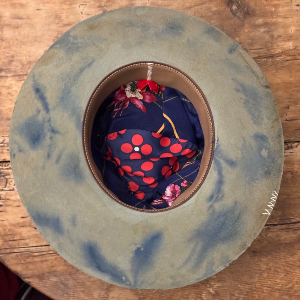 New Teressa Foglia tie-dye 100x Beaver Felt Flat Hat  7 56 Kemosabe Nick Fouquet - Picture 4 of 5